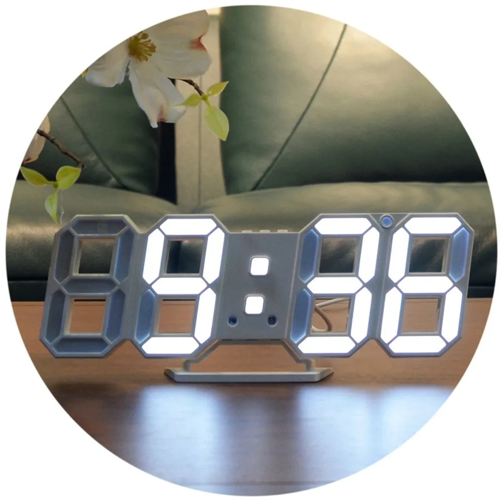 

3D LED Table Clock With Night Mode Adjust The Brightness Modern Electronic Digital Clock Alarm Clock Wall Glowing Hanging Clock