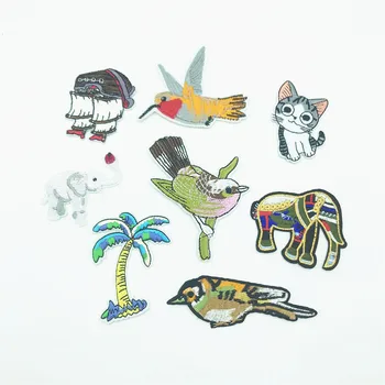 

90pcs Mixed Animal Patches Boat Bird Tree Embroidery Iron on Patches Clothing DIY Accessories Clothes Patchwork Fabric Applique
