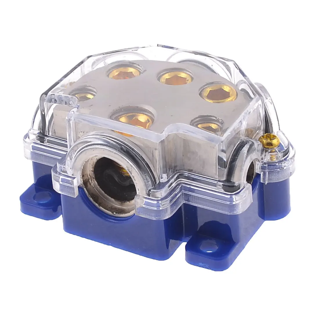 X Autohaux Car Vehicle Audio Five Way Power Distribution Fuse Holder Block Blue