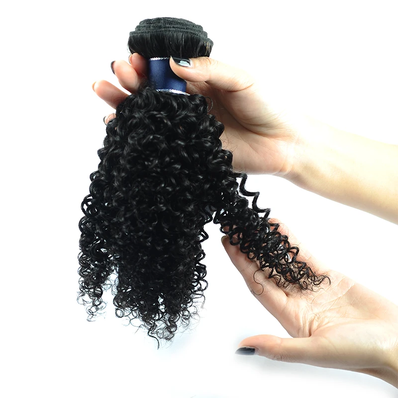 Remy Blue Hair Peruvian Kinky Curly Hair Weave Bundles Human Hair Extension Natural Color 100% Remy Hair 3 Bundles No Shedding  (30)