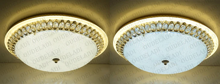Светодиодный потолочный светильник с кристаллами, круглая теплая лампа для спальни, простая Европейская лампа для коридора, балконного освещения, AC85-265V