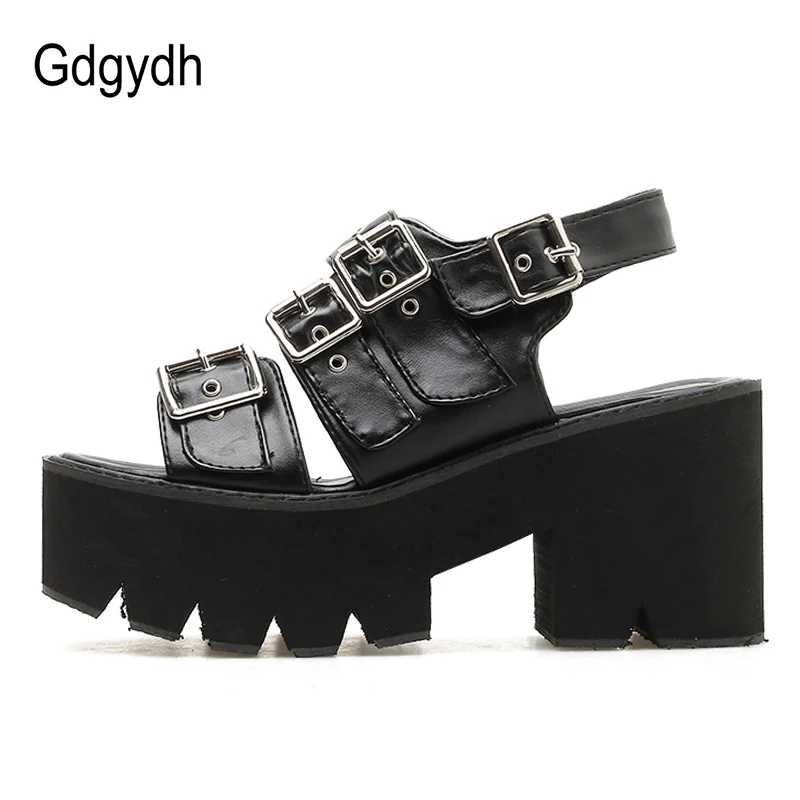 Женские босоножки с ремешком на щиколотке Gdgydh черные обувь платформе