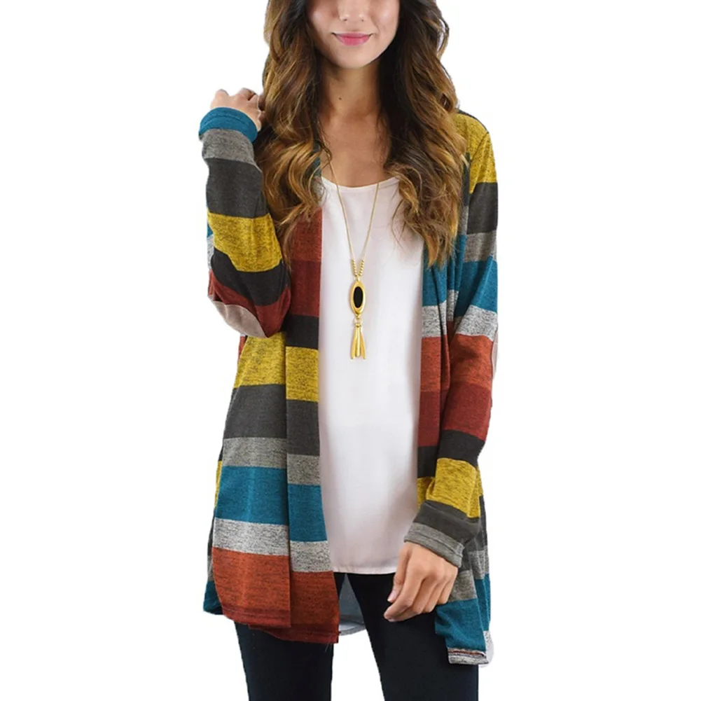 2017 Autumn Cardigan Women Long Boho Knitted Striped