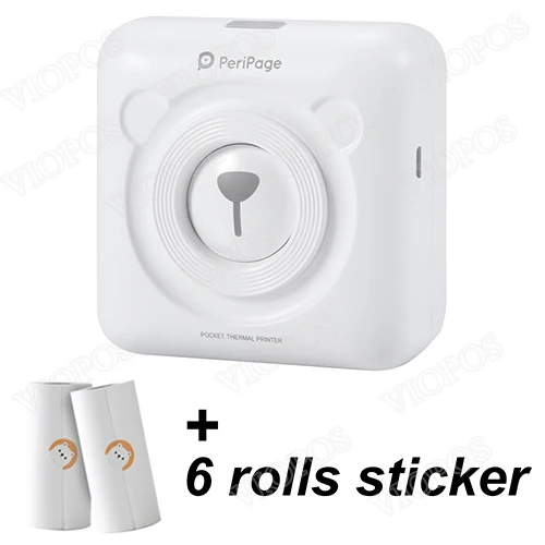 Bluetooth фото Карманный принтер Note принтер студенческий учебный принтер - Цвет: white 6 roll sticker