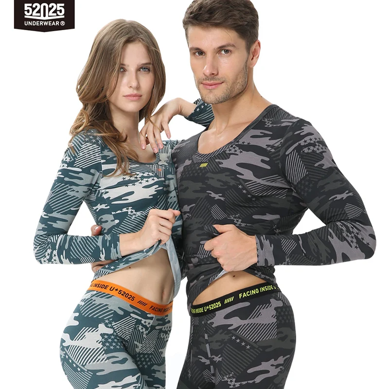 

52025 Men Camouflage Thermal Underwear Women Thermal Underwear Cotton Long Johns Mens Sports Suits Mens Thermals Sportswear