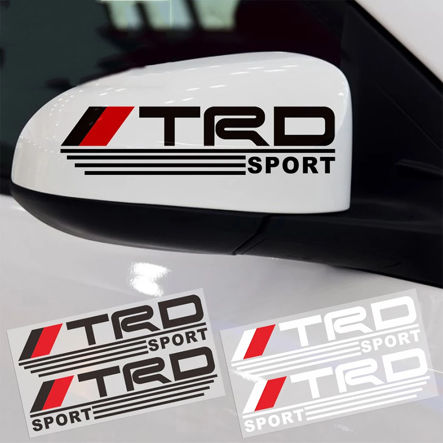 

2pcs Car-styling TRD Logo Rearview Mirror Reflective Car Stickers Funny Character Decoration Car styling Decals Stickers
