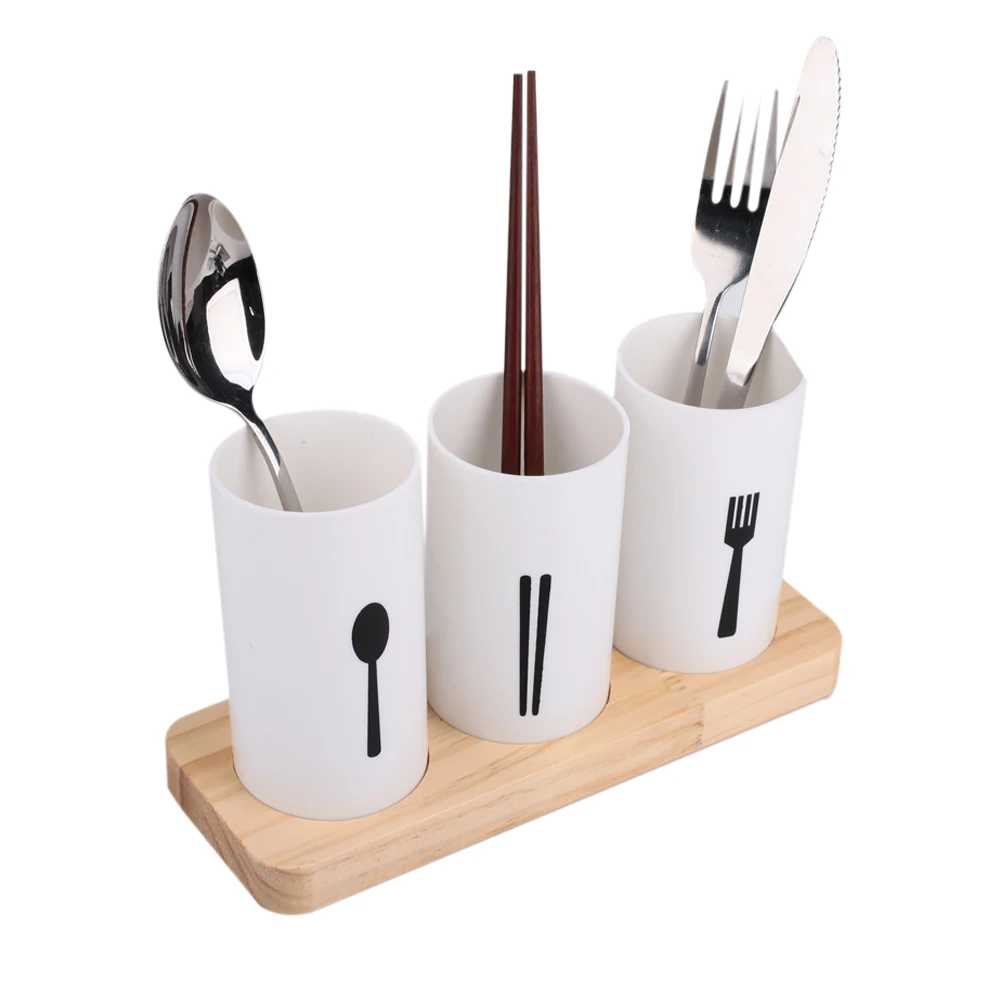 

Nordic Tableware Storage Tube European Drain Chopsticks 3 Chopsticks Sponge Brush Oak Kitchen Restaurant Women Outdoor