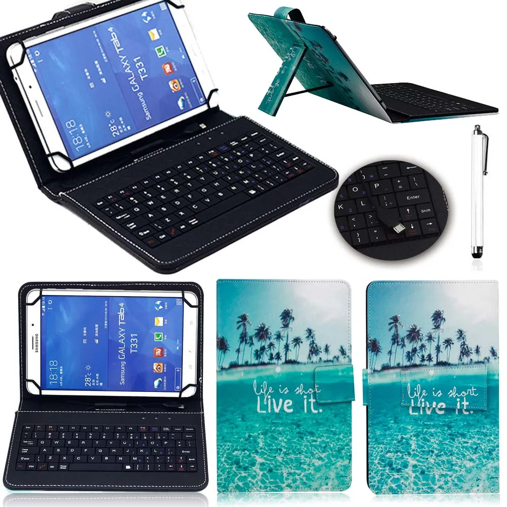 

Universal Case Cover With Micro USB keyboard For 9.7 10 10.1 inch Android Tablet PC For Samsung Tab Lenovo Huawei Printed Case