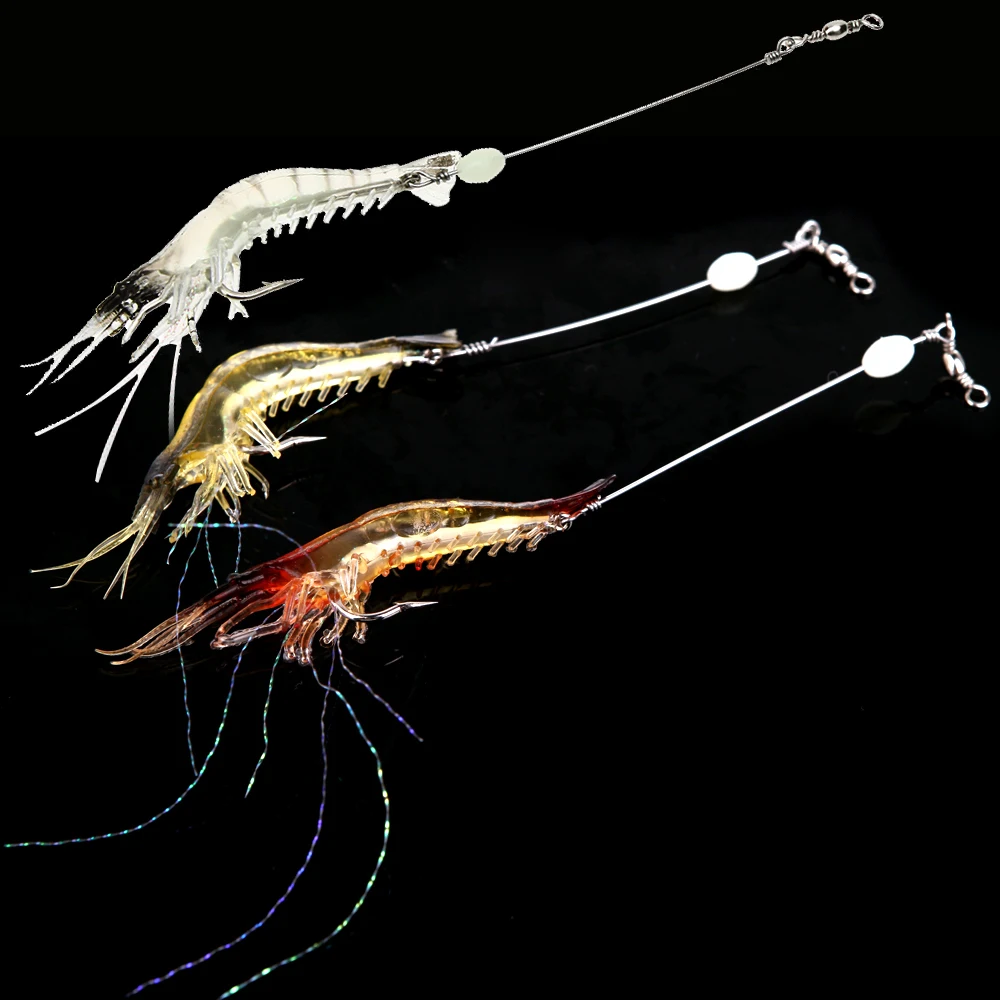 

Fishing Lure Bionic 18cm 8g Shrimp Soft Lure Bait Fishing Tackle with Hook Luminous Night Glow Bead Black Minnow