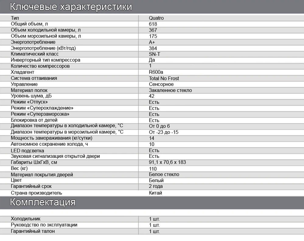 Инвертерный холодильник HIBERG RFQ-550DX NFGW