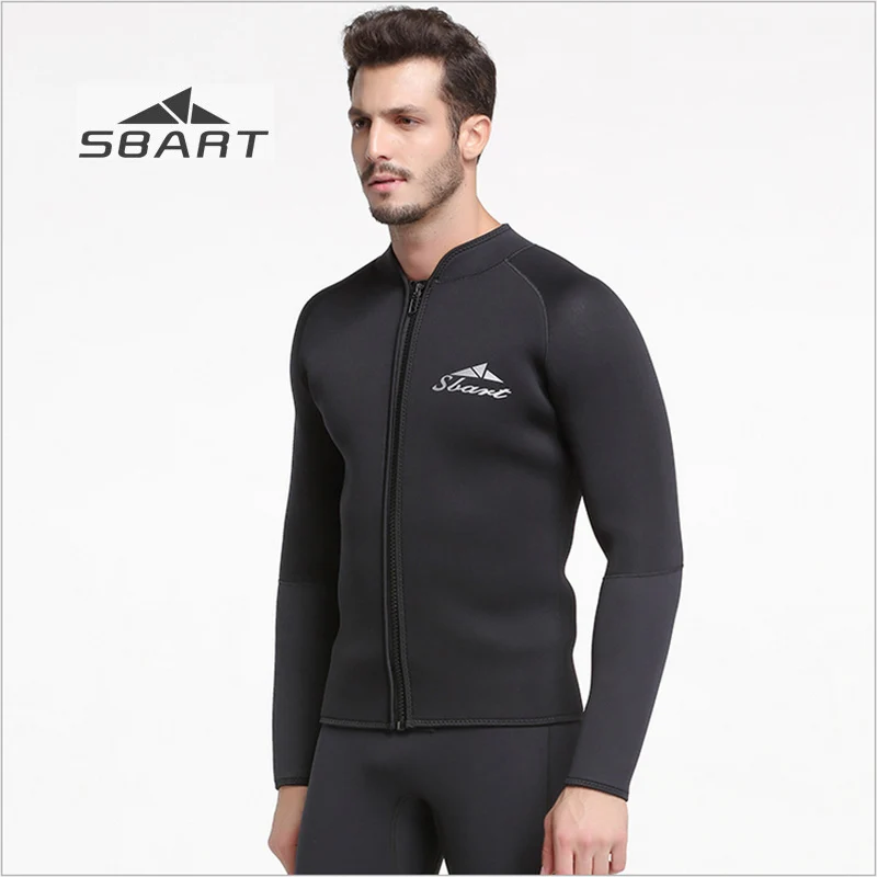 Sbart 3mm Mens Wetsuit Jacket Black Thermal for Winter Swimming