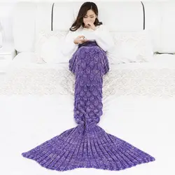 Детское одеяло «хвост русалки» для фотосъемки, вязаный спальный мешок с рыбами, детское одеяло для кроватей на весь сезон, лучший подарок