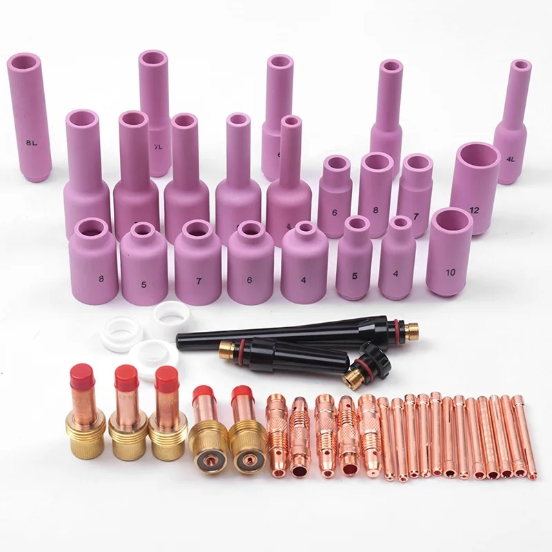 

50PCS TIG Welding Torch Kit Consumables Accessories Argon Arc Welding Parts Kit Gas Lens Kit for Tig WP-17/WP-18/WP-26