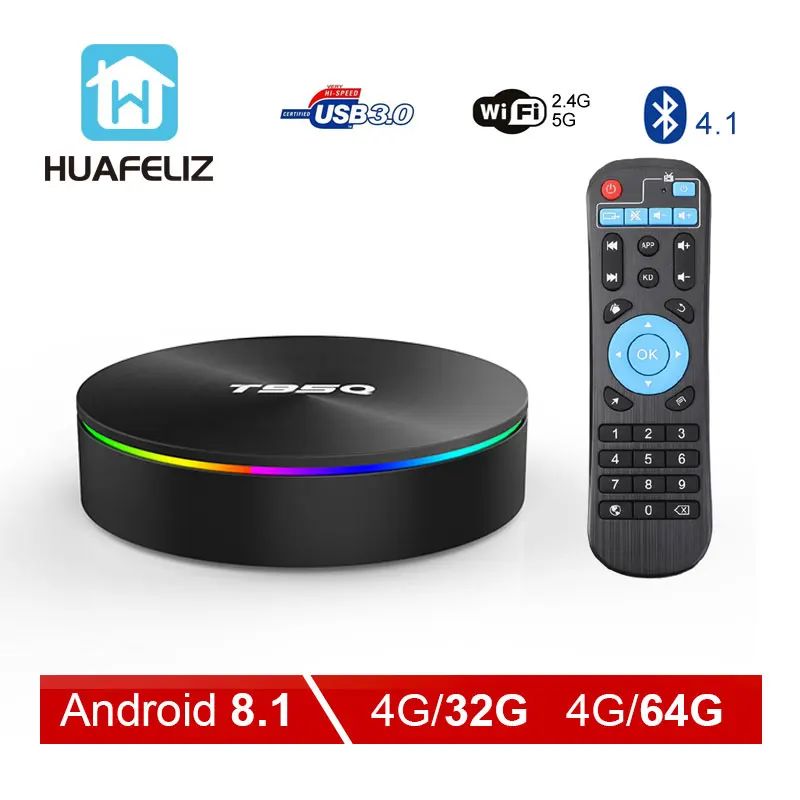 

T95Q Android 8.1 TV Box 4G32 4G64G LPDDR4 Amlogic S905X2 Quad Core 2.4G&5GHz Dual Wifi BT4.1 1000M H.265 4K Media Player tv box