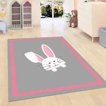 Else розовый кайма серый пол на кролике для девочек комната 3d принт Нескользящая Микрофибра Детская комната декоративная зона коврик