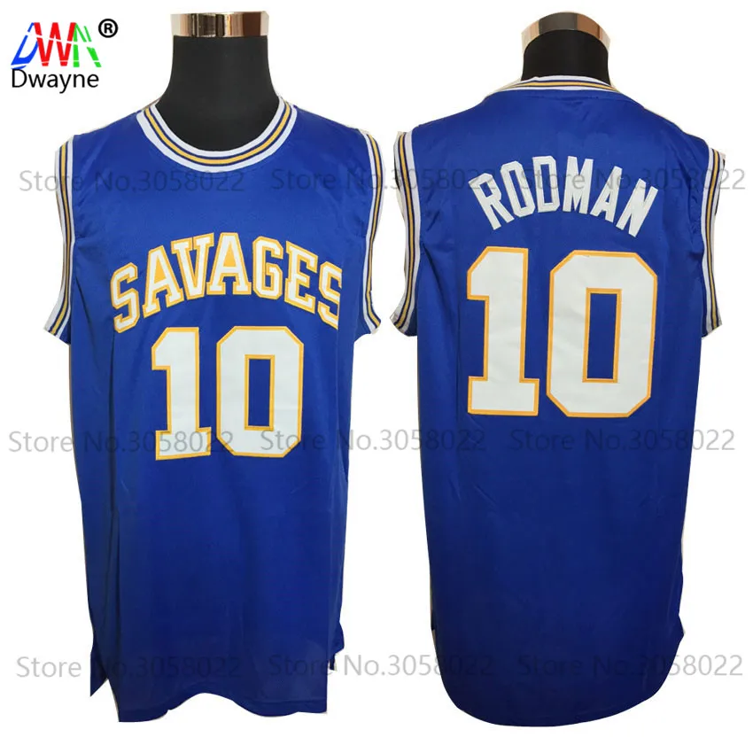 

2017 Dwayne Mens Dennis Rodman Basketball Jerseys Rodman 10 OKLAHOMA SAVAGES College Basketball Jersey Stitched Shirts Blue