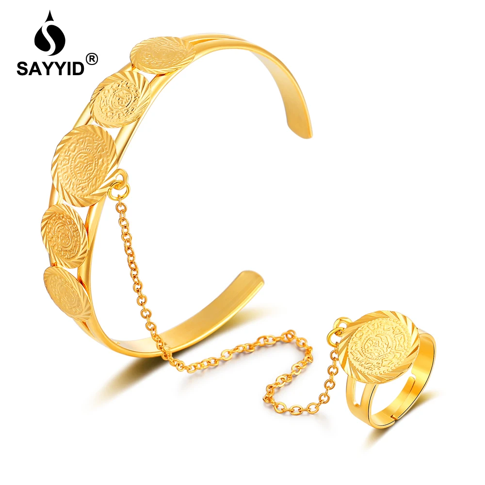 

SAYYID Jewellery Set Middle East Arab Muslim Islamic Opening Bracelet Ring Mum & Child Same Style Jewelry Bracelet Ring Gift#180