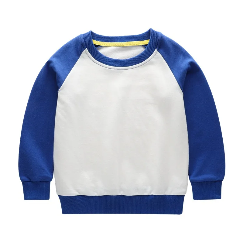 Де персик осень для маленьких мальчиков свободные кофты детский пуловер топы для девочек Рубашка с кгруглой горловиной детская хлопковая Лоскутная основывая одежда - Цвет: Синий