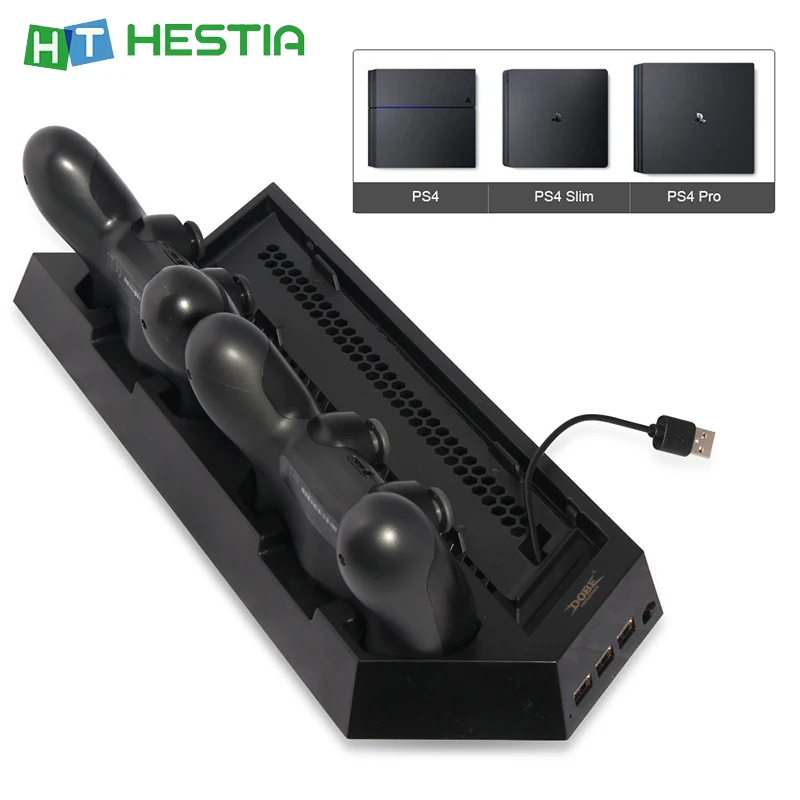 HESTIA для PS4 тонкий подставка охлаждающий вентилятор USB двойной геймпад зарядное