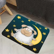 Темно-синий желтый Звезды Луна на белой лампы животные 3d принт Противоскользящий половик домашний декор Entryway Дети Коврик для комнаты