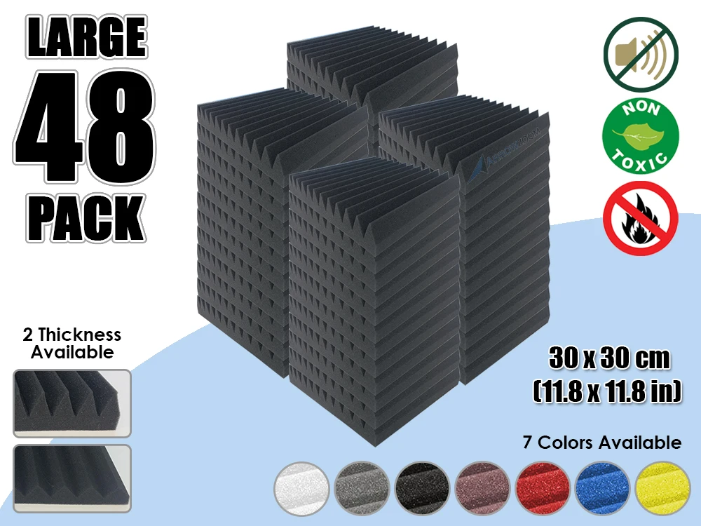 

Arrowzoom 48 pieces 11.8" x 11.8" 12T Multi-Wedge Tile Studio Sound Absorbing Panel Acoustic Foam Treatment AZ1167