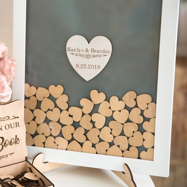 Alternative Wedding Guest Book, Wooden Hearts Guest Book Frame