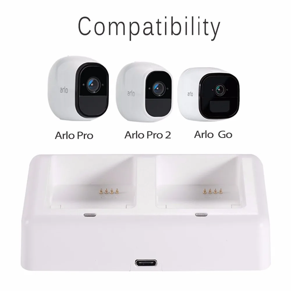 Для камеры Arlo Pro 2/Pro/Go двойная зарядная станция с быстрой зарядкой 3,0 адаптер питания+ кабель type-C зарядное устройство для камеры Arlo