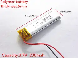 3,7 V 200 mAh 501240 литий-полимерный литий-po Li ion Перезаряжаемые Батарея ячейки для Mp3 MP4 MP5 gps