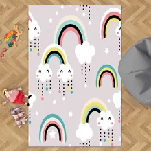 Розовый, синий, желтый, Радужные облака скандинавский 3d принт Нескользящая микрофибра детские украшения для детской комнаты коврик детский коврик