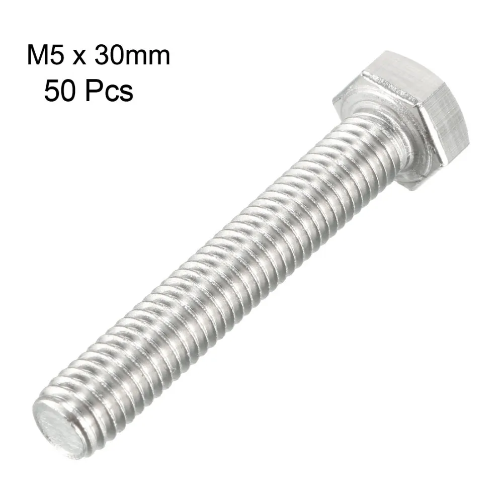 

UXCELL 50Pcs Bolts M5 Thread 25/30/40mm 304 StaiAnless Steel Hex Head Screws Bolt Fastener For Home Office Appliance Hardware
