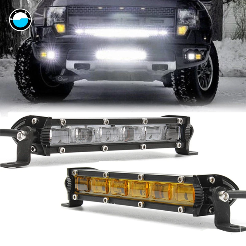 6D 7inch 18W Slim Mini LED Light Bar Single Row Work Lights Bar Offroad Led Work