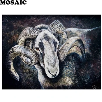 

NEW Full Square 5D DIY Crystal Diamond Painting Ram Sheep Embroidery Cross Stitch Mosaic pictures Home Decor new yaer Gift B362