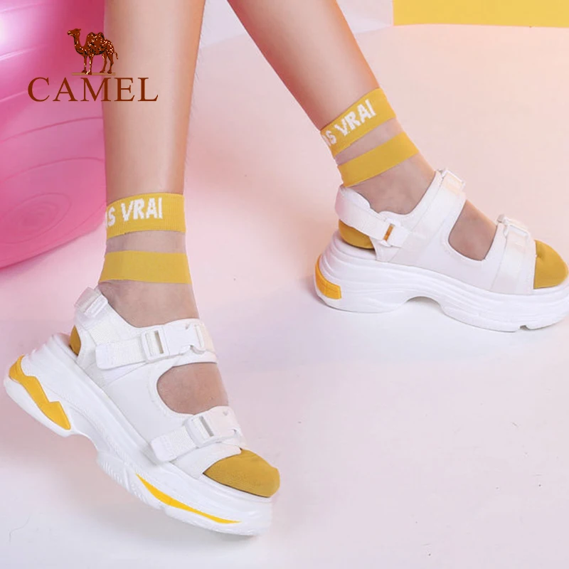 CAMEL/повседневные сандалии на высокой платформе с пряжкой дышащая обувь плоской