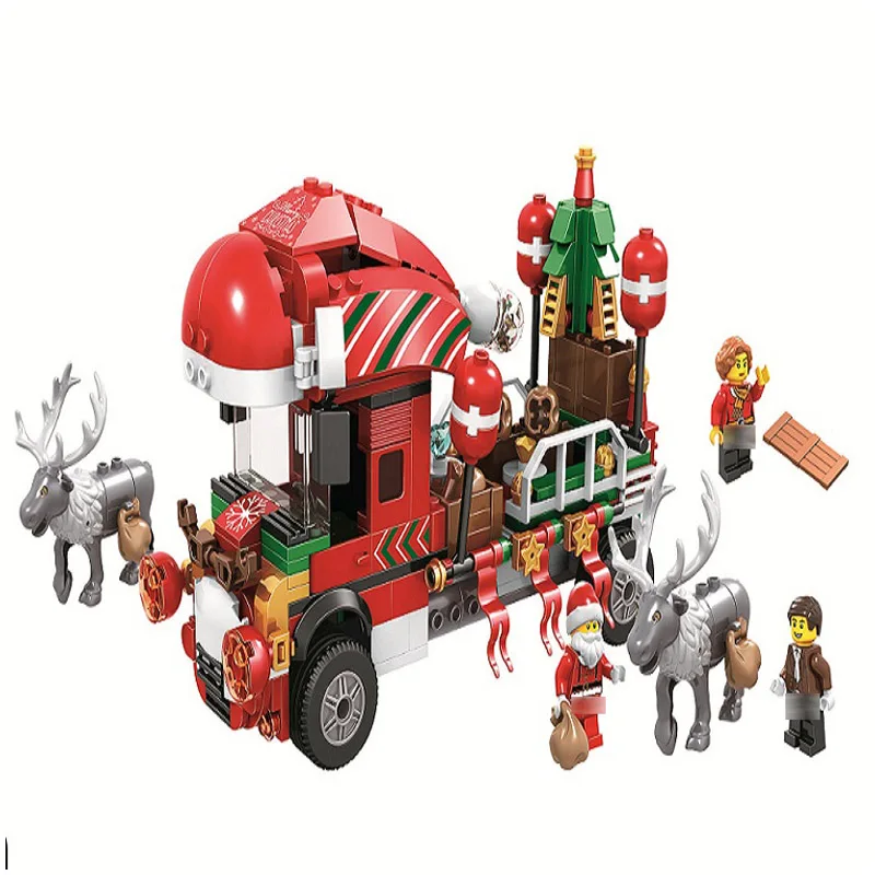 

BELA 11083 375pcs Christmas series The Santa Claus Elk Gift Car Model Building Block Toy For Children Christmas Gifts
