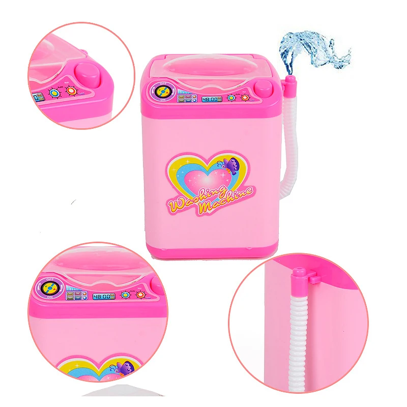Electric Mini Makeup Cleaning Brush Machine Portable Automatic Plastic Toy Cleaner Device For Traveling Girls Gift Kit | Красота и