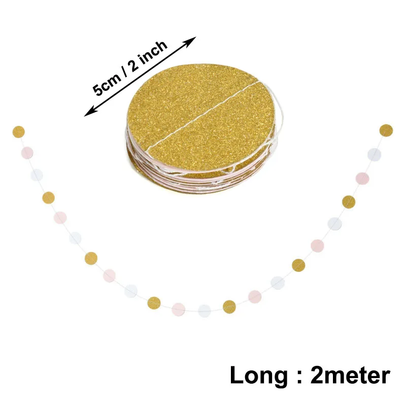 2 метра розовый Золотой блестящий круглый бумажный баннер гирлянда овсянка Висячие свадебные декорации детский душ 1 день рождения принадлежности для вечеринок