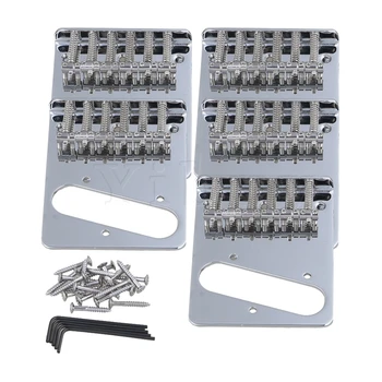 

Yibuy 5x Chrome 6 Saddle Guitar bridge fit 0.8mm String Spacing Electric Guitar
