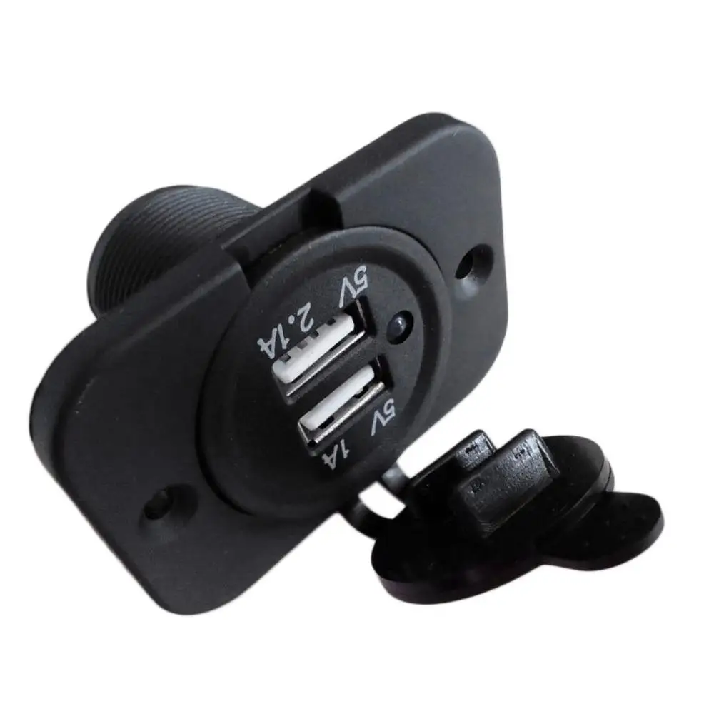

Universal for Boat Truck 12V Dual USB Charger Auto Car Power Socket Outlet Plug Panel Heat Resisting Car Accessories