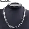 Ensemble de bijoux pour hommes et garçons, chaîne de 11mm, collier en acier inoxydable, bord, lien cubain, cadeau, KS110 ► Photo 1/5