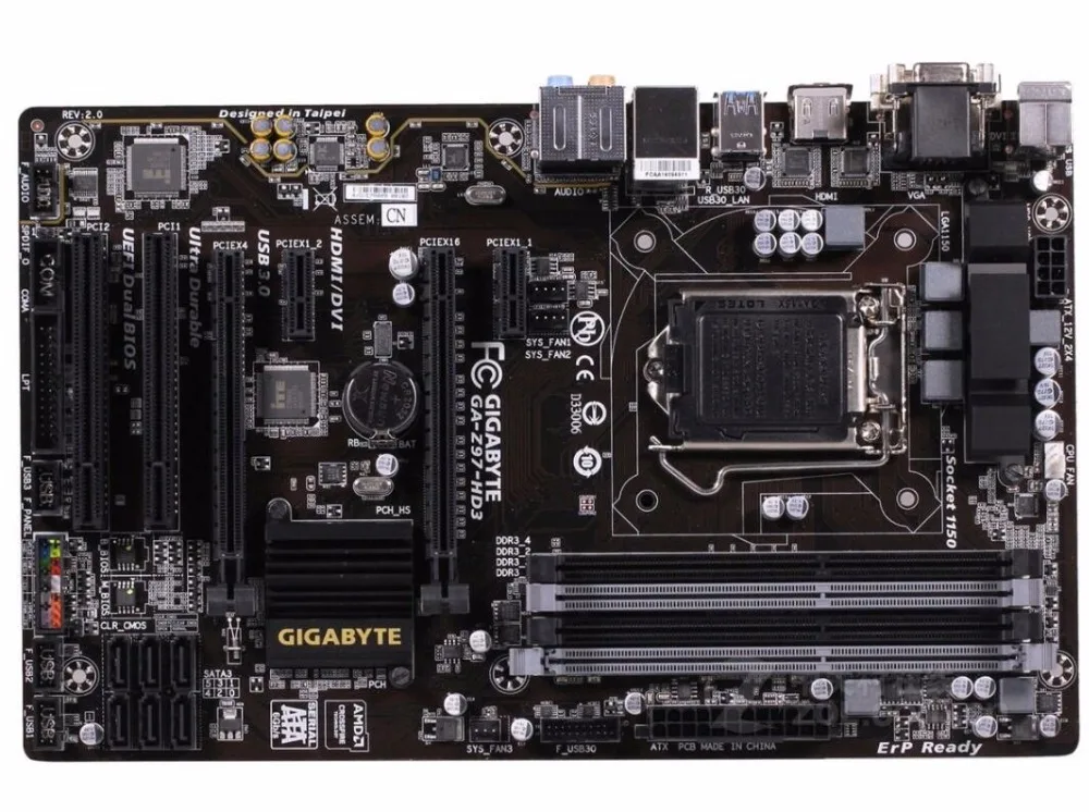 LGA1150 Z97 для Gigabyte оригинальная б/у материнская плата настольного компьютера DDR3 1150 1
