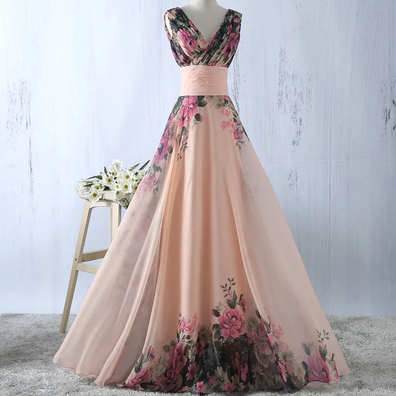 Kopen Hirigin Fashion Vrouwen Jurk Mouwloos Een Schouder Vier Stijlen Bloemen Lange Jurk Cocktail Party Formele Prom Gown Dress