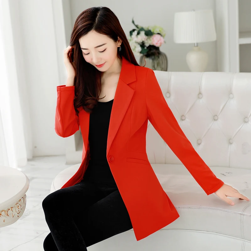 

Plus Size Casual Women Single Button Jacket Blazer Female Office Suit Female Jackets Elegant Bleiser Mujer Spring Ladies Coats