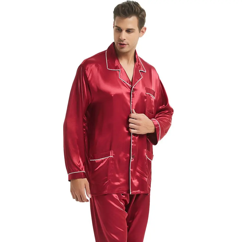 Set Pajamas Set Mens Silk satin Pajamas Set Pajama Pyjamas Set PJS Sleepwear Loungewear S,M,L,XL,XXL,XXXL,4XL pajamas set,silk pajamas,man pajamas set,satin pajama set