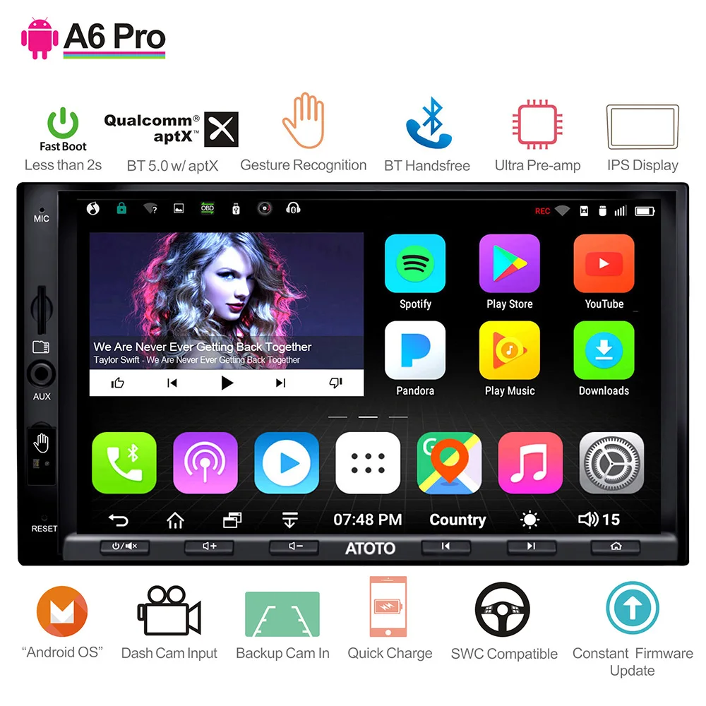 ATOTO A6 2 Din Android автомобильный gps стерео плеер/2x Bluetooth/A6Y2721PRB-G/управление жестами рук/Indash Мультимедиа Радио/WiFi USB