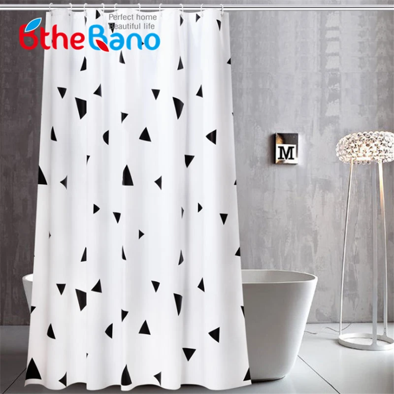 Modern Geometric Bath Curtain PEVA Eco friendly Waterproof Plastic