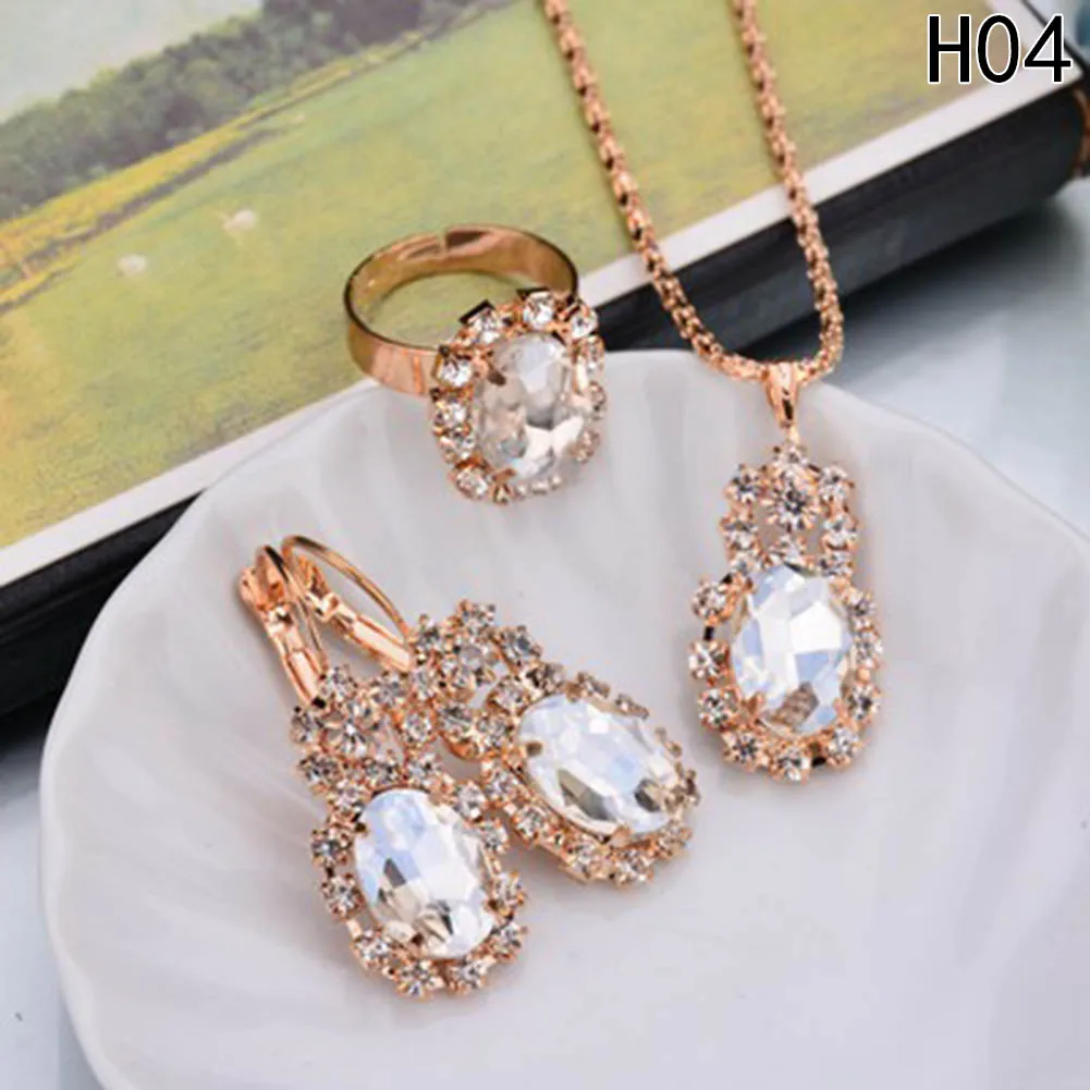 Мода синий кристалл камень свадебные ювелирные комплекты для невест серебряный цвет ожерелье набор для женщин - Окраска металла: H04