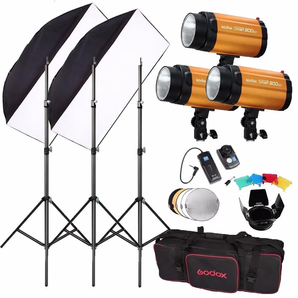 Godox 300SDI 900W(300Wx3) Studio Flash Lighting+Flash Trigger+Light