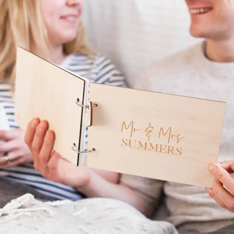 

Personalized Wedding Guest Book Wooden Entrance Signature Custom Mr Mrs Name Guest Books Alternatives