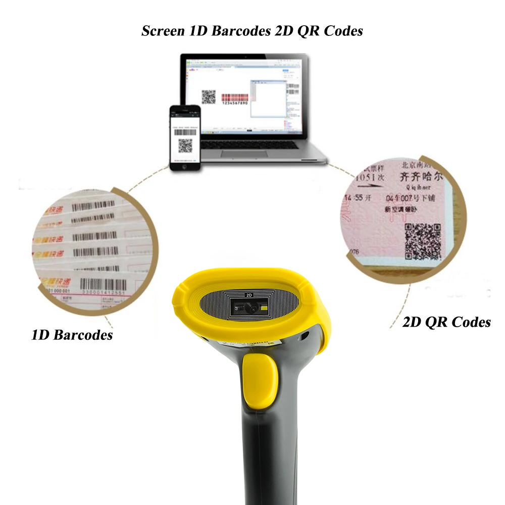 

2D QR 1D Barcode Scanner USB CCD Red Light PDF417 Screen Scanning Bar Code Reader Multiple Language for Mobile Payment BS2-Y001