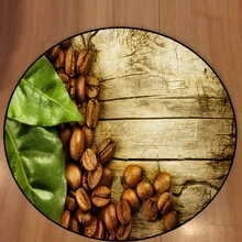 Else коричневого дерева на кофейные зерна зеленые листья 3d узор печати Нескользящие назад круглый ковры области ковры для гостиная